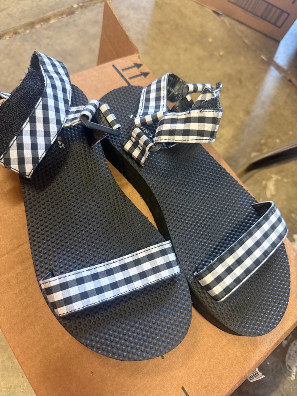St. John's Bay Black and White Gingham Strap Sandals